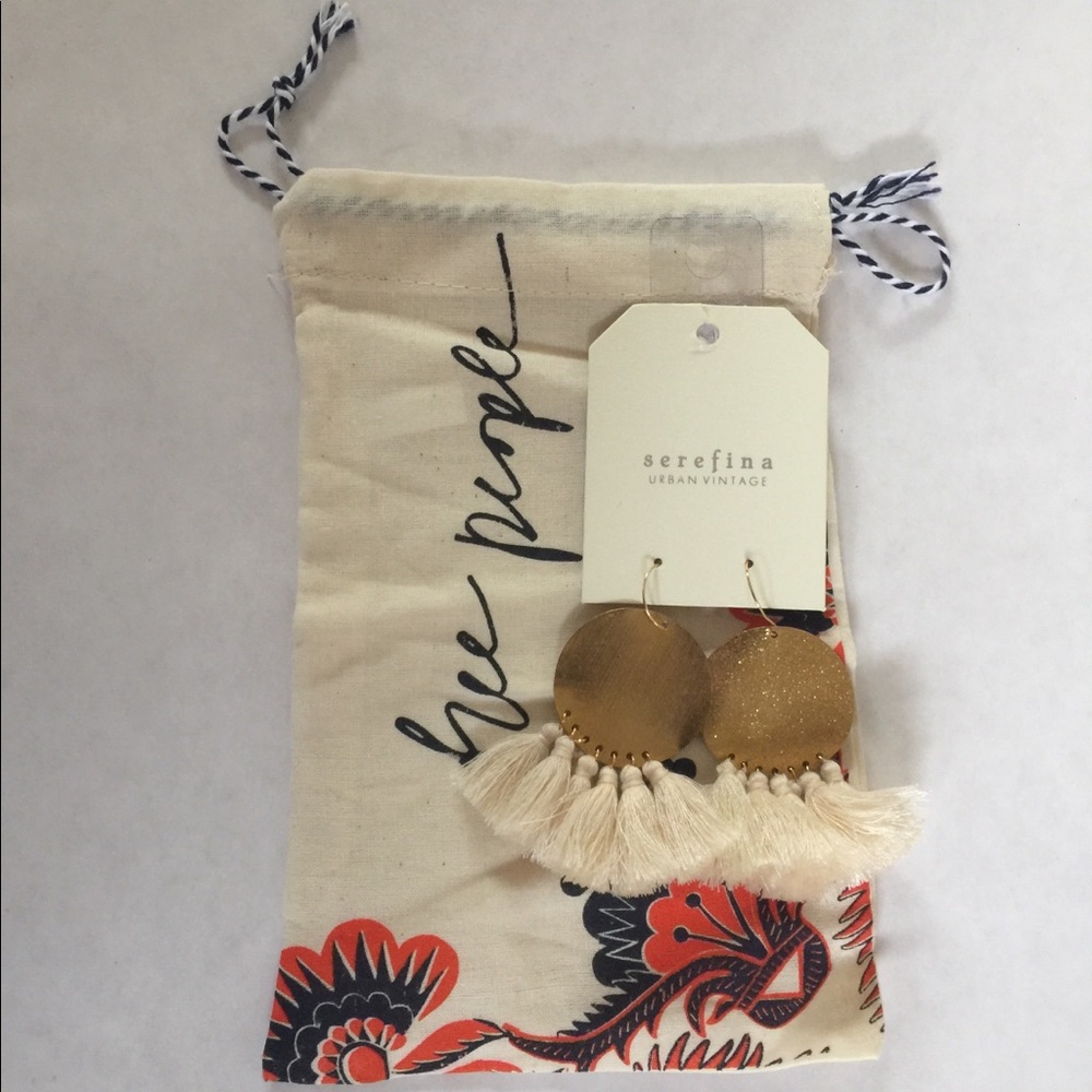 Free People Anthropologie Serefina Tassel Gong Sparkle Earrings - Picture 2 of 8